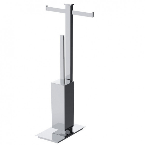 Стойка COLOMBO DESIGN UNITS B9108 напольная с двойным держателем туалетной бумаги и ершиком цвет хром B9108.CR