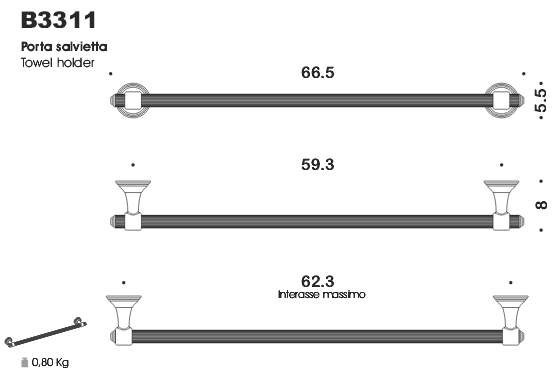 Полотенцедержатель COLOMBO DESIGN HERMITAGE B3311.OA широкий цвет античная латунь