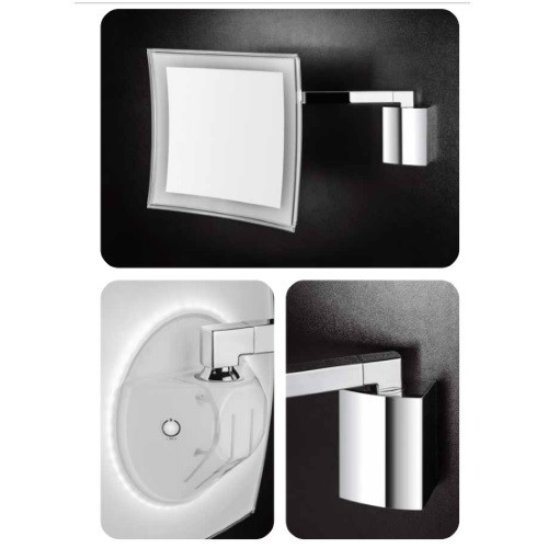 Косметическое зеркало COLOMBO DESIGN SPECCHI INGRANDITORI B9760 настенное с подсветкой увеличение 3,5 раза питание от сети цвет хром B9760.CR