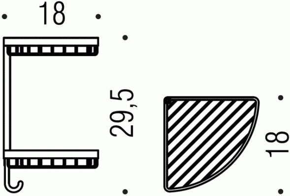 Полочка корзинка COLOMBO DESIGN ANGOLARI B9604 угловая одинарная с крючком цвет хром B9604.CR