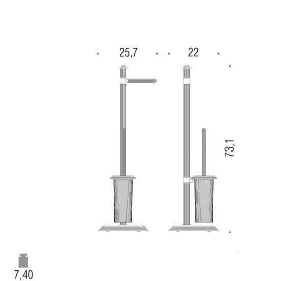 Стойка COLOMBO DESIGN HERMITAGE B3318.OA напольная с держателем туалетной бумаги и ершиком цвет античная латунь