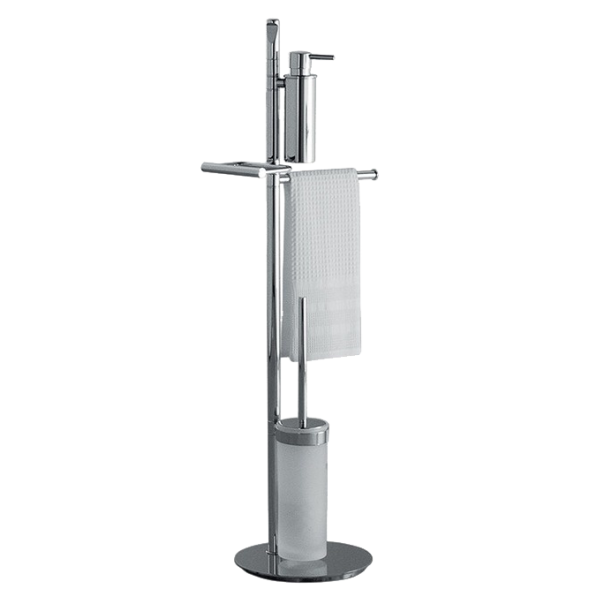 Стойка COLOMBO DESIGN PLANETS B9849 напольная с полотенцедержателем с дозатором с держателем туалетной бумаги и с ершиком цвет хром B9849.CR