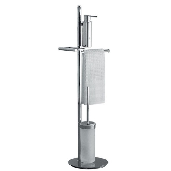 Стойка COLOMBO DESIGN PLANETS B9849 напольная с полотенцедержателем с дозатором с держателем туалетной бумаги и с ершиком цвет хром B9849.CR