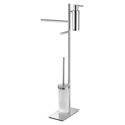 Стойка COLOMBO DESIGN SQUARE B9918 напольная с полотенцедержателем с дозатором с держателем туалетной бумаги и с ершиком цвет хром B9918.CR