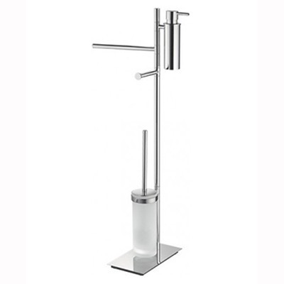 Стойка COLOMBO DESIGN SQUARE B9918 напольная с полотенцедержателем с дозатором с держателем туалетной бумаги и с ершиком цвет хром B9918.CR