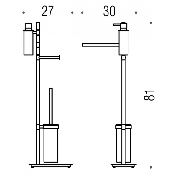 Стойка COLOMBO DESIGN SQUARE B9918 напольная с полотенцедержателем с дозатором с держателем туалетной бумаги и с ершиком цвет хром B9918.CR