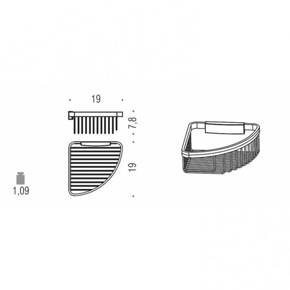 Полочка корзинка COLOMBO DESIGN ANGOLARI B9648 угловая одинарная съемная цвет хром B9648.CR
