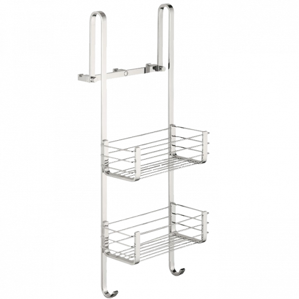 Полочка корзинка COLOMBO DESIGN CAVALLETTI E SEDILI B9634 навесная двойная с крючками цвет хром B9634.CR