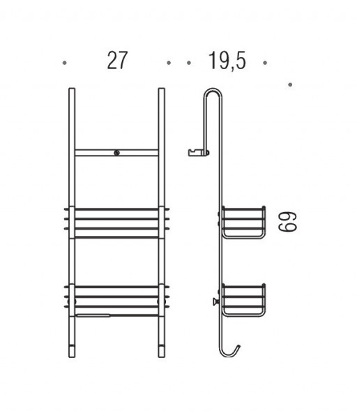 Полочка корзинка COLOMBO DESIGN CAVALLETTI E SEDILI B9634 навесная двойная с крючками цвет хром B9634.CR