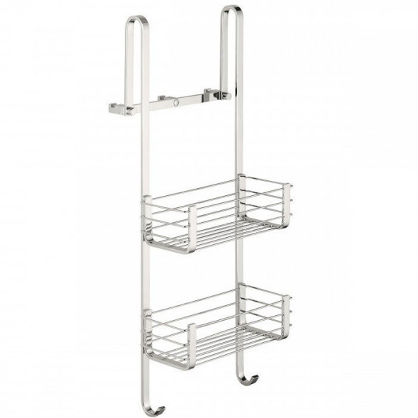 Полочка корзинка COLOMBO DESIGN CAVALLETTI E SEDILI B9634 навесная двойная с крючками цвет хром B9634.CR