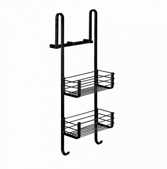 Полочка корзинка COLOMBO DESIGN CAVALLETTI E SEDILI B9634.NM навесная двойная с крючками цвет черный матовый