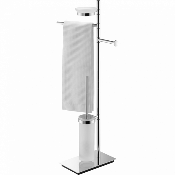 Стойка COLOMBO DESIGN SQUARE B9903 напольная с полотенцедержателем с мыльницей с держателем туалетной бумаги и с ершиком цвет хром B9903.CR