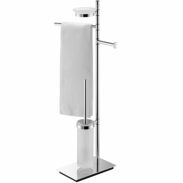 Стойка COLOMBO DESIGN SQUARE B9903 напольная с полотенцедержателем с мыльницей с держателем туалетной бумаги и с ершиком цвет хром B9903.CR