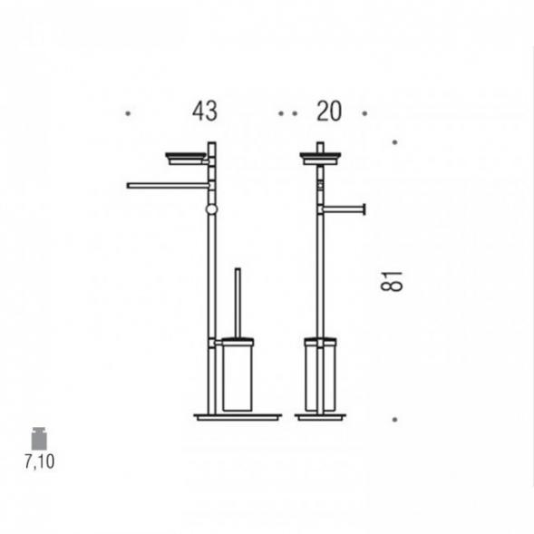 Стойка COLOMBO DESIGN SQUARE B9903 напольная с полотенцедержателем с мыльницей с держателем туалетной бумаги и с ершиком цвет хром B9903.CR