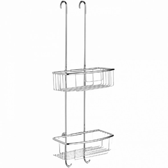 Полочка корзинка COLOMBO DESIGN CAVALLETTI E SEDILI B9635 навесная двойная с крючками цвет хром