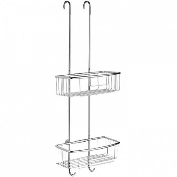 Полочка корзинка COLOMBO DESIGN CAVALLETTI E SEDILI B9635 навесная двойная с крючками цвет хром