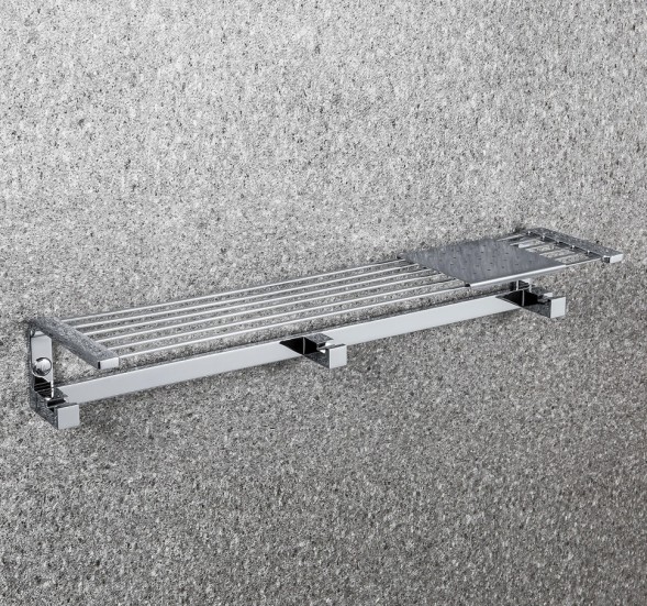 Полочка COLOMBO DESIGN TIME W4275 с крючками и металлической полочкой цвет хром W4275.CR