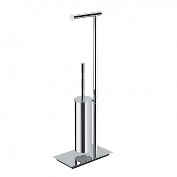 Стойка COLOMBO DESIGN SQUARE B9907.HPS/1 напольная с держателем туалетной бумаги и ершиком цвет нержавеющая сталь