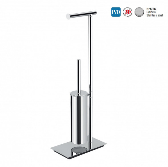 Стойка COLOMBO DESIGN SQUARE B9907.HPS/1 напольная с держателем туалетной бумаги и ершиком цвет нержавеющая сталь