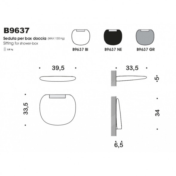 Сиденье для душа COLOMBO DESIGN CAVALLETTI E SEDILI B9637 настенное цвет B9637.BI