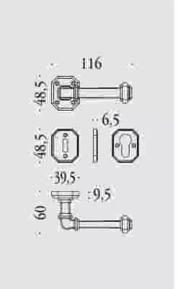 Дверная ручка Colombo Busiri KBU11R ON с накл.классик 