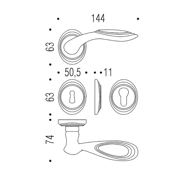 Дверная ручка Colombo CAMEO DB41R бронза